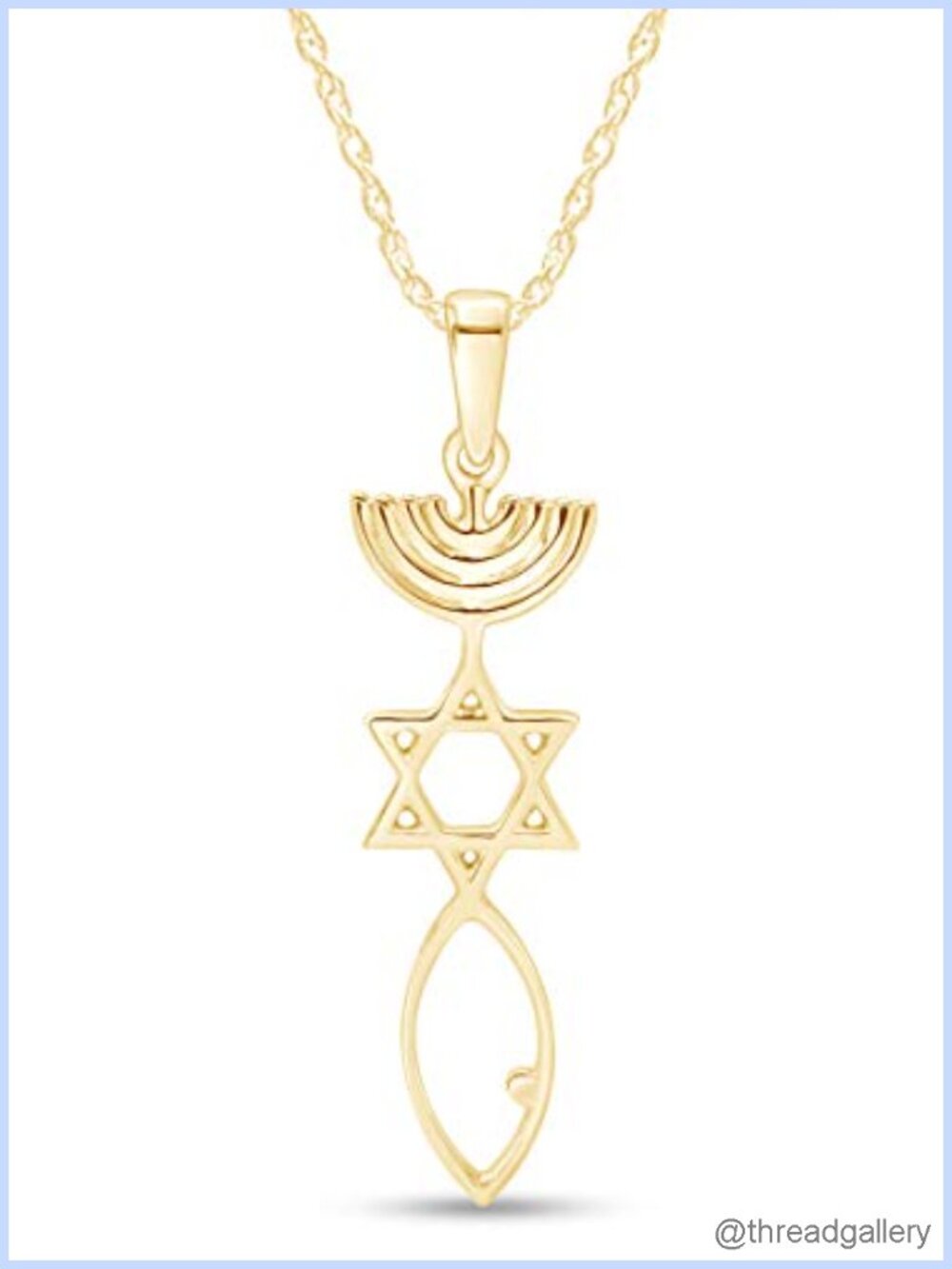 14K Gold Over Sterling Silver Messianic Seal Pendant Necklace 18"
